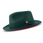 Emerald Wide Brim Red Bottom Braided Pinch Fedora Hat H76