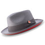 Azuremble Collection: Grey Wide Brim Red Bottom Braided Pinch Fedora Hat