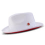 Azuremble Collection: White Wide Brim Red Bottom Braided Pinch Fedora Hat