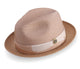 Tan Braided Tone On Tone Stingy Brim Pinch Fedora Hat H2204