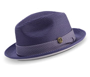 Purple Braided Stingy Brim Pinch Fedora Hat White Bottom H2212