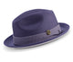 Purple Braided Stingy Brim Pinch Fedora Hat White Bottom H2212