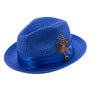 Glossaric Collection: Royal Solid Color Pinch Braided Fedora With Matching Satin Ribbon Hat