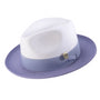 Galanza Collection: Lavender Two-tone Pinch Hat Wide Brim Matching Grosgrain Ribbon Straw Fedora