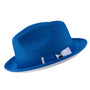 Innovique Collection: Cobalt White Bottom Braided Stingy Brim Pinch Fedora Hat