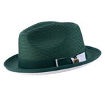 Innovique Collection: Emerald White Bottom Braided Stingy Brim Pinch Fedora Hat