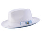 White Carolina Bottom Braided Stingy Brim Pinch Fedora Hat H85