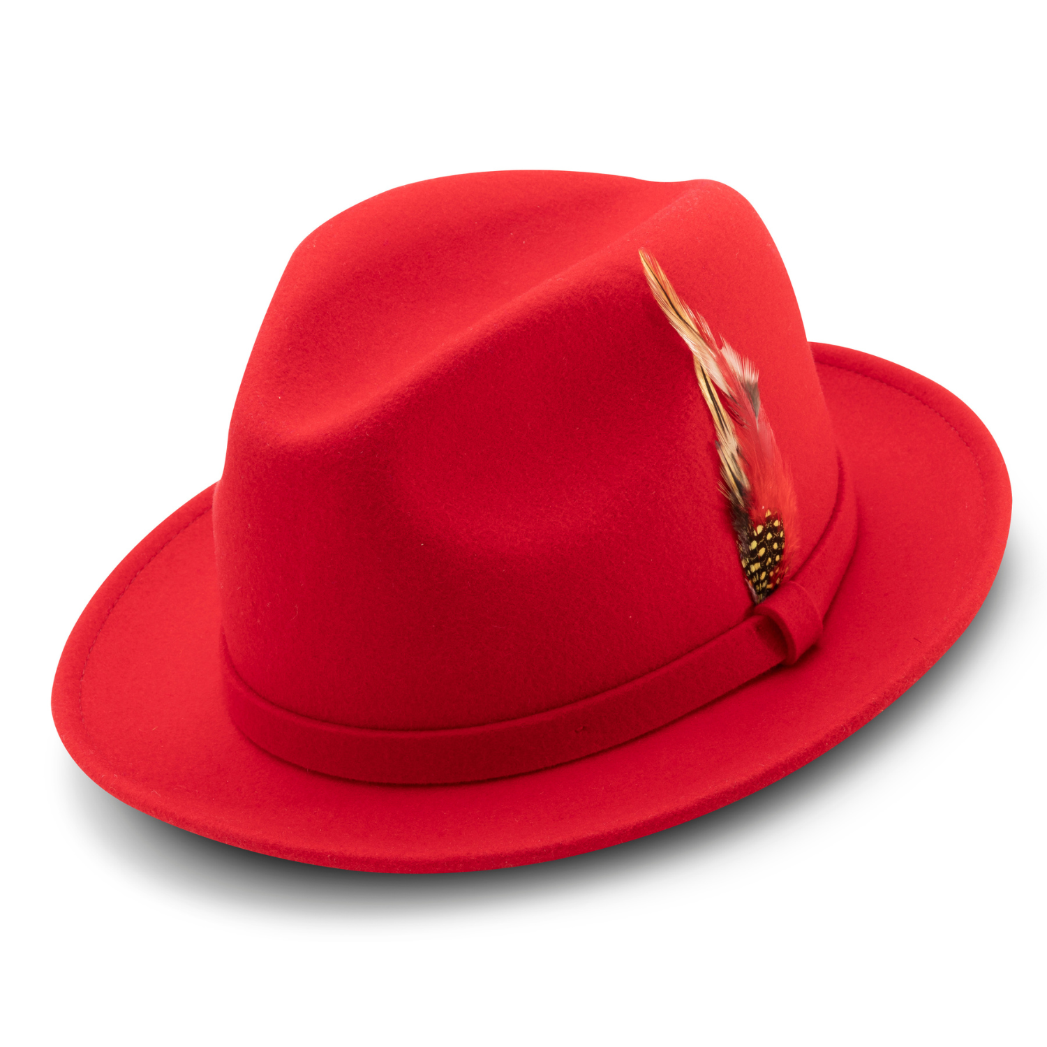 Eclipelle Collection Montique Red Small Felt Band 2 Brim Wool