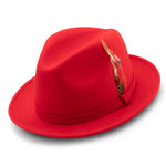 Montique Red Small Felt Band 2 ¼ Brim Wool Felt Dress Hat H-62