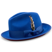 Ambley Collection: Montique Royal Matching Grosgrain Ribbon 2 3/8" Brim Red Bottom Wool Felt Dress Hat