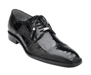 Belvedere Luxurious Ostrich Cap Toe Shoes for Men in Black - Batta