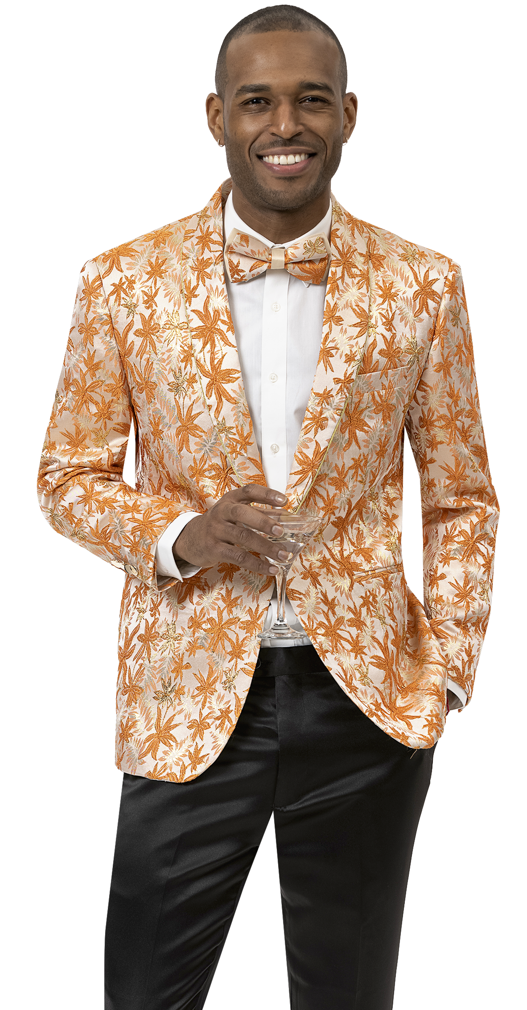 Orange Floral Print Fashion Blazer J162