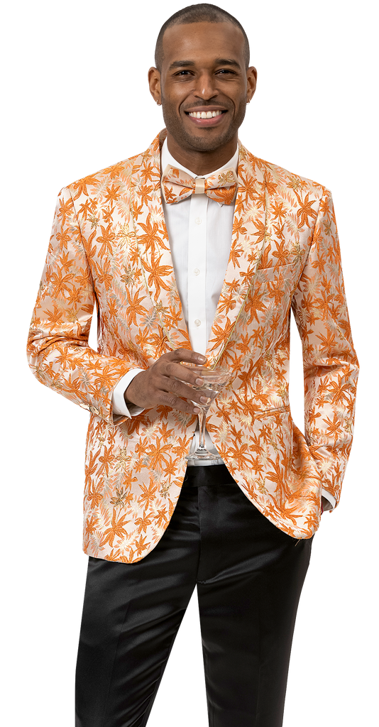 Orange Floral Print Fashion Blazer J162