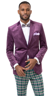 Lavender Tone on Tone Floral Design Regular Fit Fashion Blazer J37