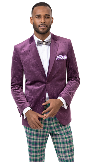 Lavender Tone on Tone Floral Design Regular Fit Fashion Blazer J37