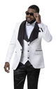 Pavo Collection: White & Black Tone on Tone Design Fashion Blazer & Vest-Soprano