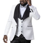 White & Black Tone on Tone Design Fashion Blazer & Vest-Soprano J64