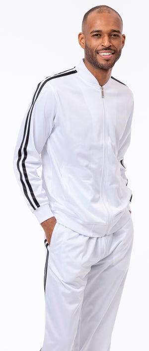 Montique Men's 2 Piece Sport Tracksuit in White JS26