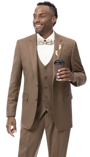 RegalRevel Collection: Brown Three Piece Regular Fit Fashion Suit
