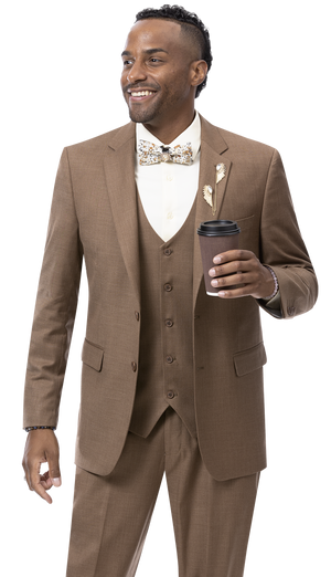RegalRevel Collection: Brown Three Piece Regular Fit Fashion Suit M18022