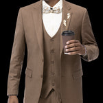 Brown Three Piece Regular Fit Fashion Suit M18022