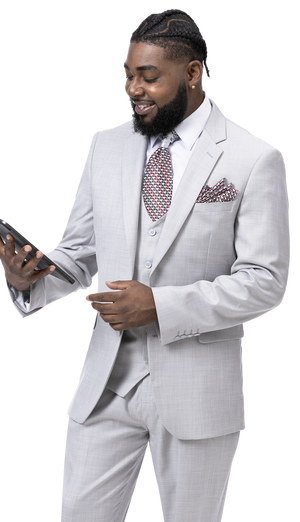 RegalRevel Collection: Grey Three Piece Regular Fit Fashion Suit M18022