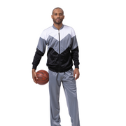 Montique Men's Grey & Black Chevron Design Sport Tracksuit 2 Piece Set JS-29