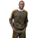 Montique Men's Olive Casual Sport Tracksuit 2 Piece Set JS-30