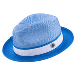 Ivorythm Collection: Cobalt Two Tone Braided Pinch Fedora Hat