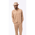 Foundation Collection: 2 Piece Solid Tan Long Sleeve Walking Suit Set 1641
