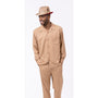 Montique Tan Solid Color 2 Piece Men's Walking Suit Long Sleeve Shirt 1641