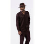 Montique Brown Tone on Tone 2 Piece Long Sleeve Walking Suit Set 2264