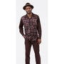 Montique Brown Abstract Design 2 Piece Long Sleeve Walking Suit Set 2280