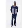 Montique Navy Houndstooth 2 Piece Long Sleeve Walking Suit Set 2257