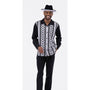 Montique Black Chevron Pattern Design 2 Piece Long Sleeve Walking Suit Set 2277