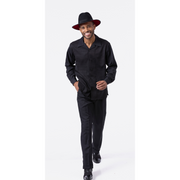 Montique Slate Black Tone On Tone 2 Piece Long Sleeve Walking Suit Set 2290