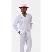 Montique White Tone on Tone 2 Piece Long Sleeve Walking Suit Set 2264