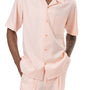 Montique Peach Walking Suit 2 Piece Solid Color Short Sleeve Set 696