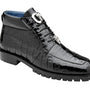 Men's Genuine Caiman Crocodile Shoes in Black-Gallardo