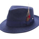 Montique Men's Navy Bogart Fedora 2 1/8 Inch Brim Felt Hat H11