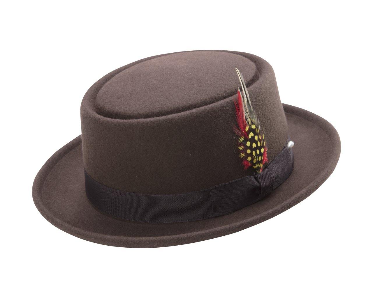 brown pork pie felt hat front view