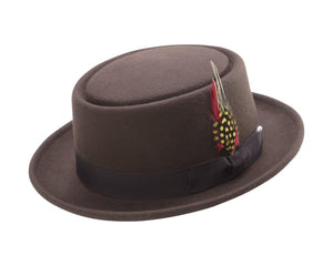 Brown Classic Pork Pie Felt Hat by Montique