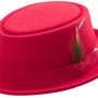 Montique Men's Red Classic Pork Pie Felt Hat H12