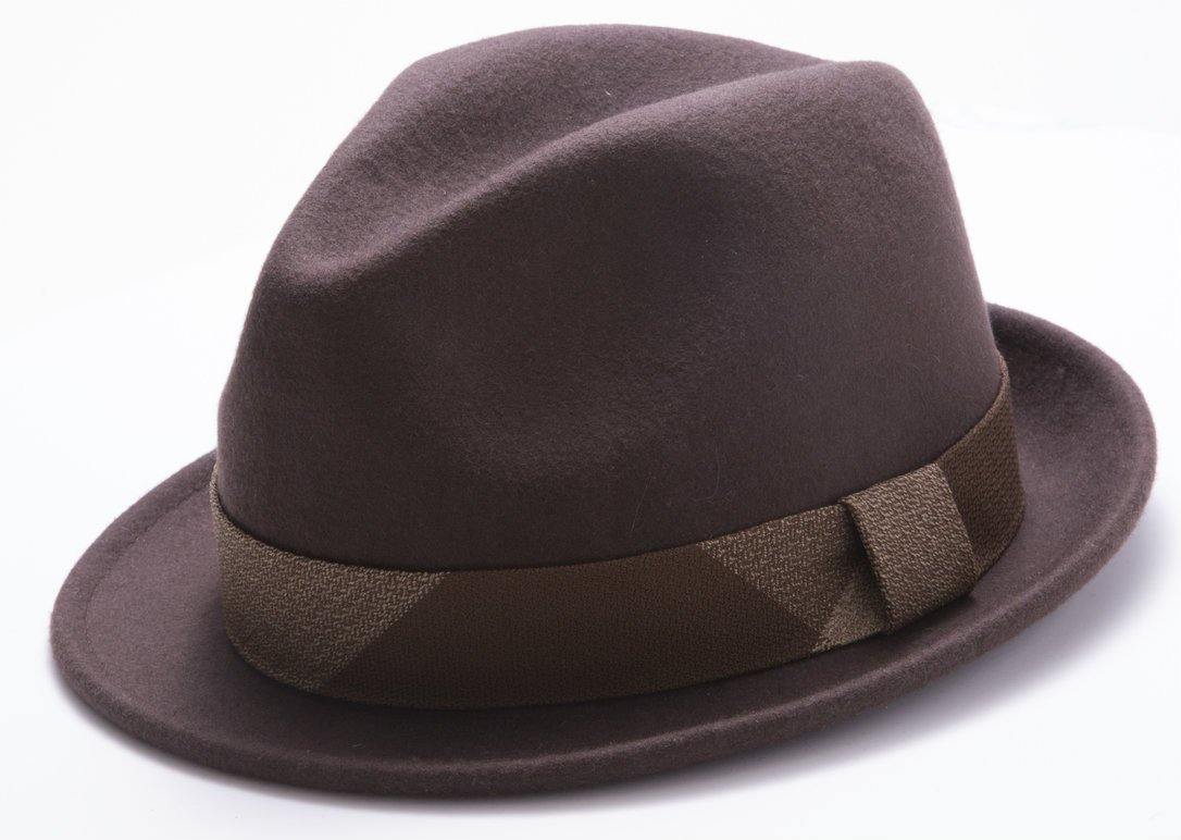 Montique Men's Brown Fedora Stingy Brim Felt Hat H1634 - Suits & More