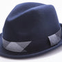 Montique Men's Navy Fedora Stingy Brim Felt Hat H1634
