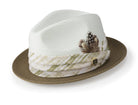 Montique Olive Two Tone Snap Brim Braided Pinch Fedora Hat H1847 - Suits & More
