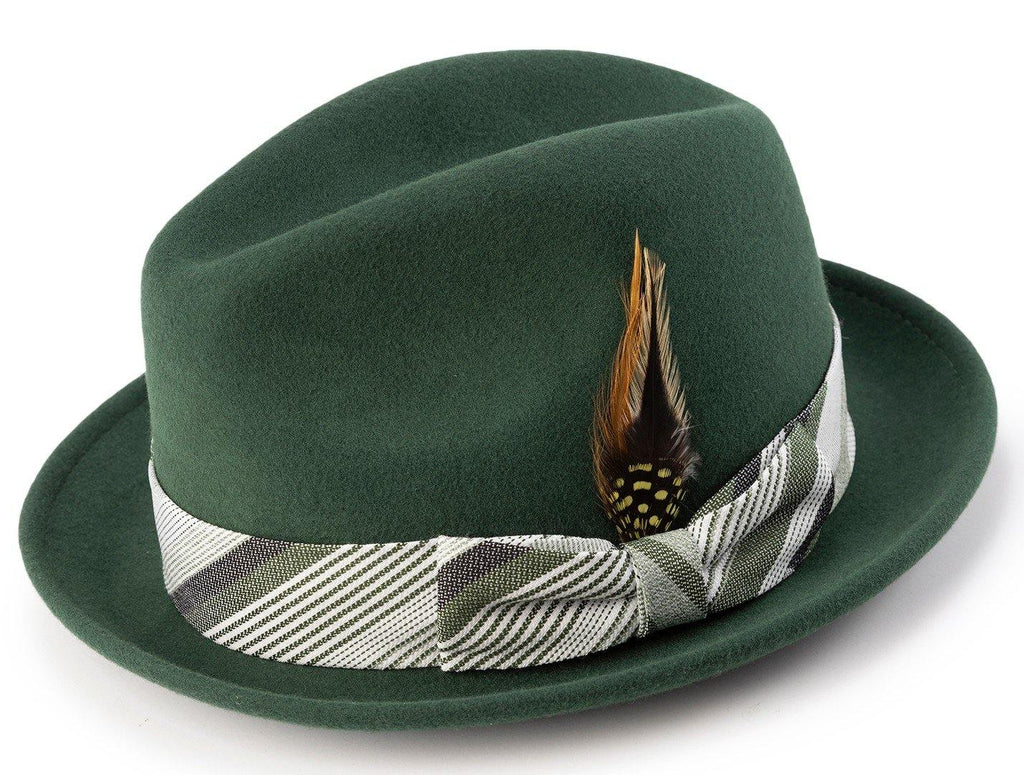 Montique Men's Hunter Color Wool Felt Dress Hat H-1923 - Suits & More