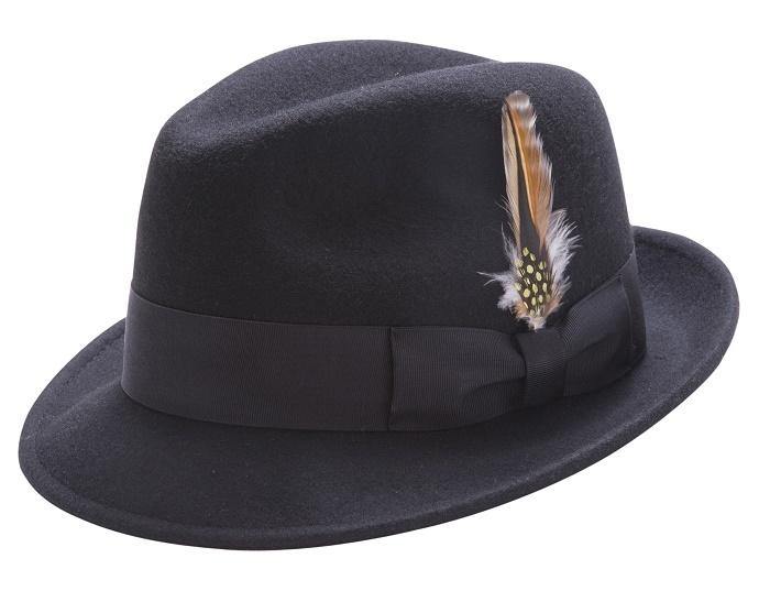 Montique Men's Black Pinch Crushable Litefelt Snap Brim Hat H37 - Suits & More