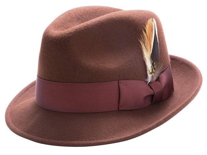 Montique Men's Brown Pinch Crushable Litefelt Snap Brim Hat H37 - Suits & More