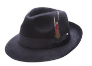 Modique Collection: Black Fur-Felt Pinch Fedora Hat